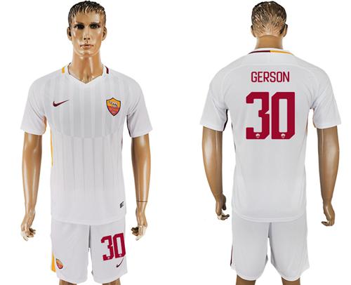 Roma #30 Gerson Away Soccer Club Jersey